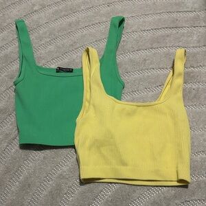 Zara Vibrant Green and Yellow Crop Tops